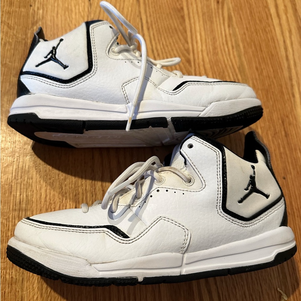 Kids size 2 Black & White Nike Jordans